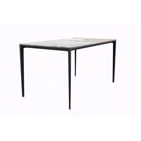 Avo Series Modern Dining Table Black Base, With 55 White Grey Sintered Stone Top