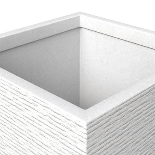 Basalt Series Poly Stone Planter 17" Square 31.5" High in White