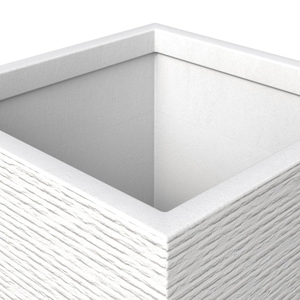 Basalt Series Poly Stone Planter 17" Square 31.5" High in White