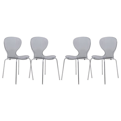 Modern Oyster Transparent Side Chair, Set of 4
