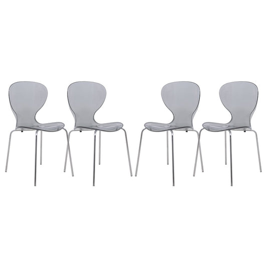 Modern Oyster Transparent Side Chair, Set of 4