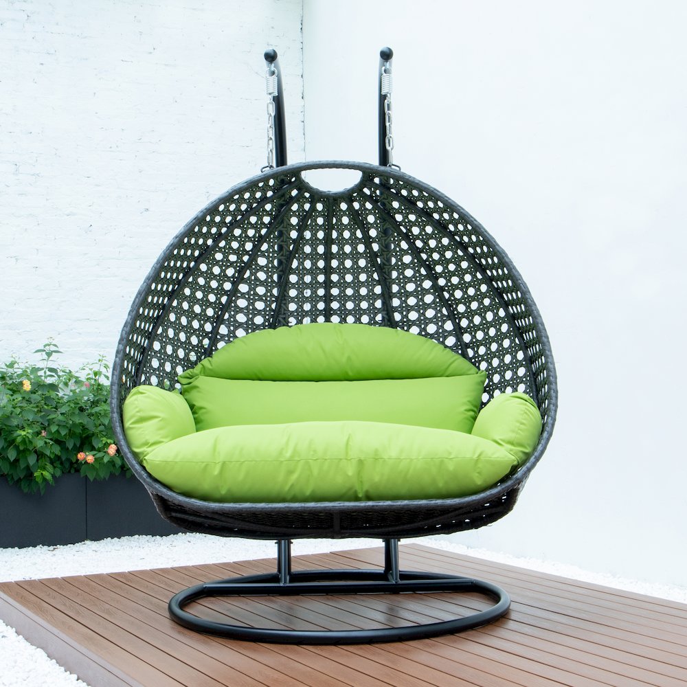 Charcoal Wicker Hanging 2 person Egg Swing Chair