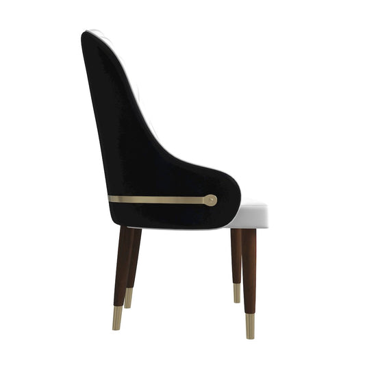 Elara Collection Wooden Dining Chair in Black/White Set of 2