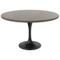 Verve Collection 48 Round Dining Table, Black Base with Dark Maple MDF Top