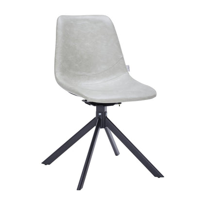 Markley Modern Leather Swival Dining Chair With Metal Legs in Light Grey