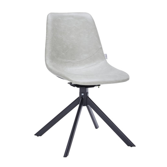 Markley Modern Leather Swival Dining Chair With Metal Legs in Light Grey