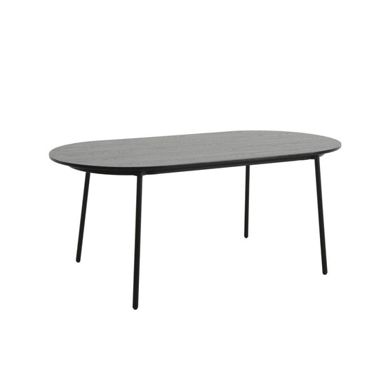 71" Oval Dining Table with MDF Top and Black Steel Legs