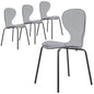 Modern Oyster Transparent Side Chair in Black Base set of 4