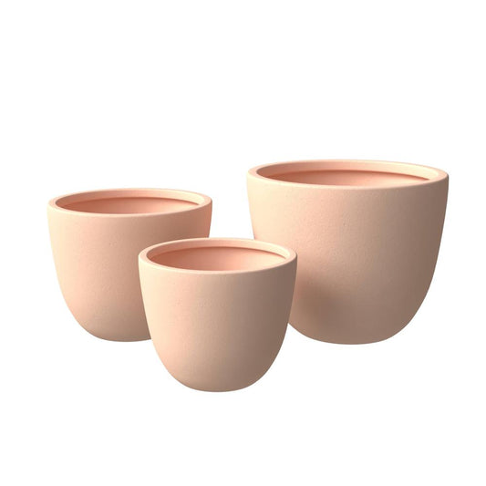 Dahlia Series Poly Stone Planter Set in Terracotta