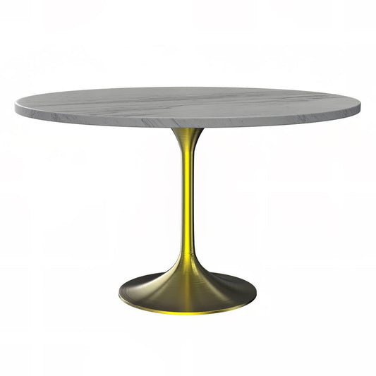 Verve Collection 48 Round Dining Table, Brushed Gold Base