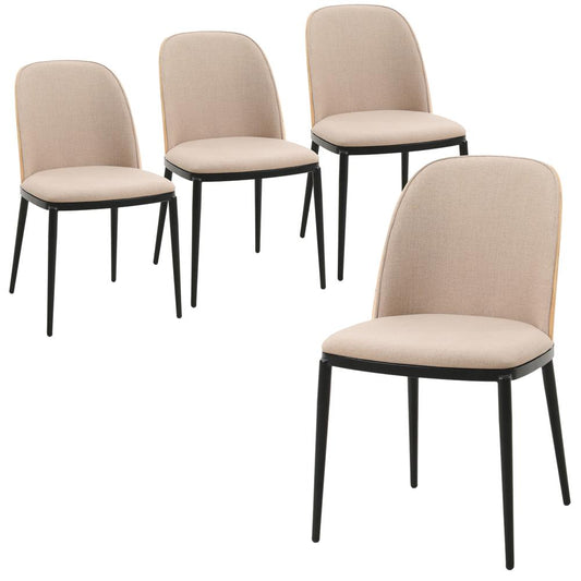 Dining Side Chair with Velvet Seat and Steel Frame Set of 4