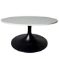 Verve Coffee Table Black base with 27" round Light Natural MDF top