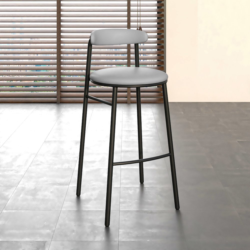 Lume Collection Modern Bar Stool in Grey Set of 2