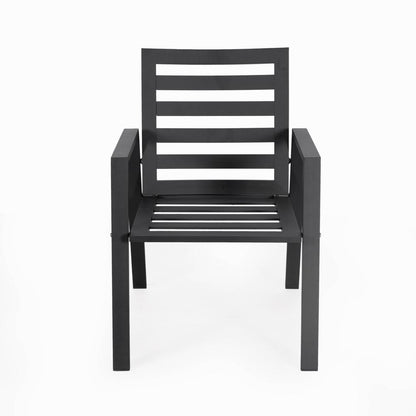 Chelsea Aluminum Outdoor Dining Table With 8 Chairs and Charcoal Black Cushions