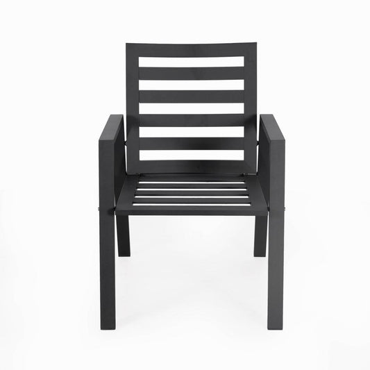 Chelsea Aluminum Outdoor Dining Table With 8 Chairs and Charcoal Black Cushions