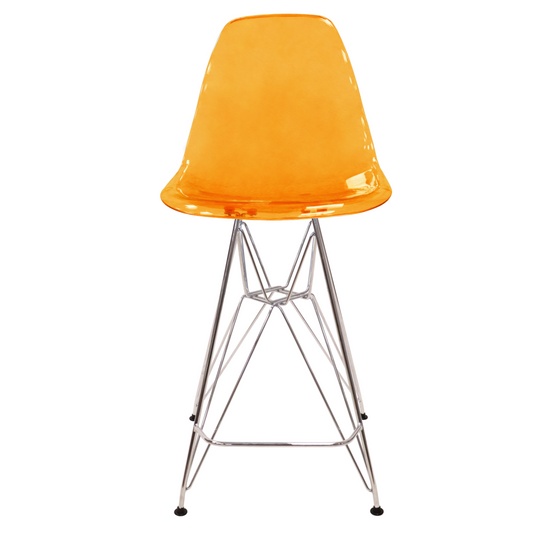 Cresco Modern Acrylic Barstool with Chrome Base and Footrest