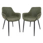 Markley Modern Leather Dining Arm Chair With Metal Legs Set of 2