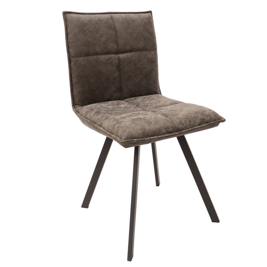 Wesley Modern Leather Dining Chair With Metal Legs