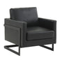 Leather Accent Armchair With Black Steel Frame