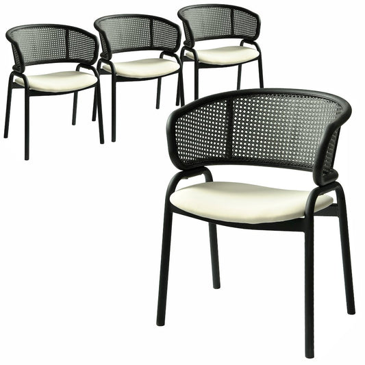 Ervilla Dining Armchair in Black Steel Frame Set of 4