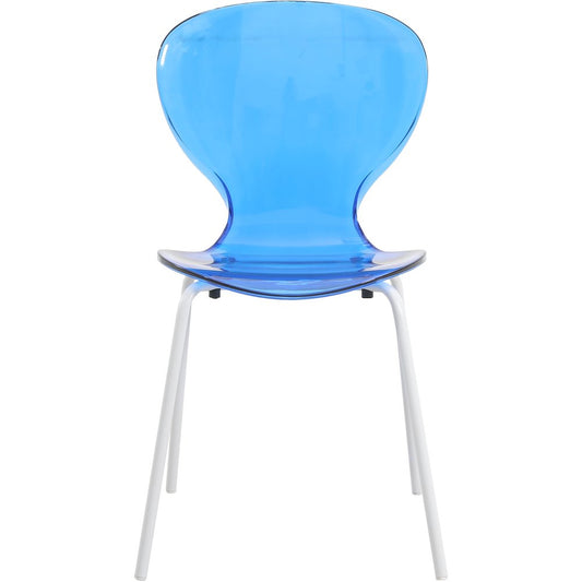 Modern Oyster Transparent Side Chair in White Base