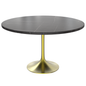 48 Round Dining Table, Brushed Gold Base with Sintered Stone Black Top