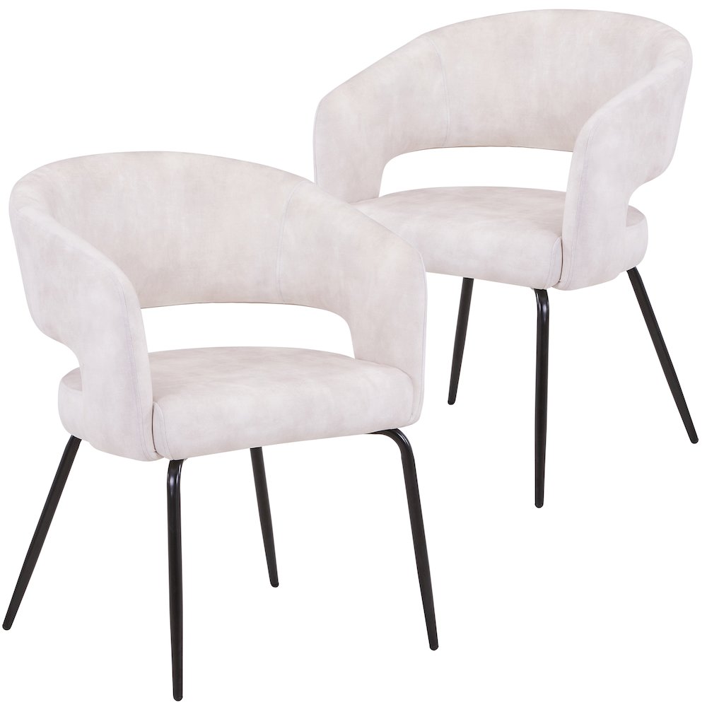 Gavin Series Modern Chair Black Frame in Beige Set of 2