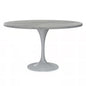 48 Round Dining Table, White Base with Laminated White Marbleized Top
