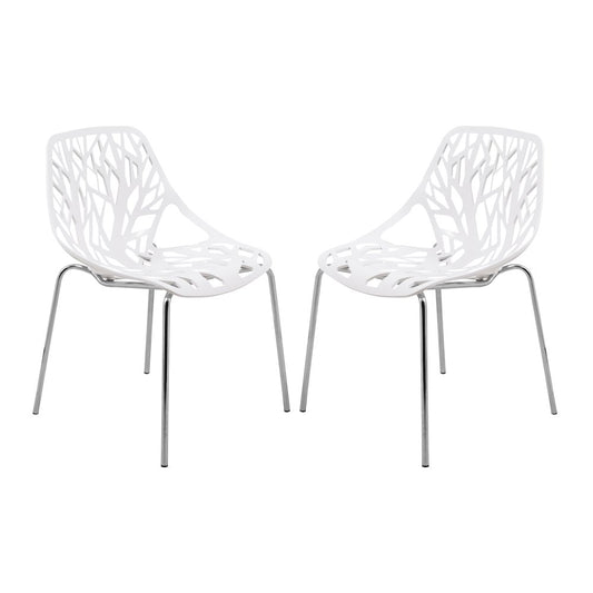 Modern Asbury Dining Chair w/ Chromed Legs, Set of 2