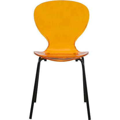 Modern Oyster Transparent Side Chair in Black Base