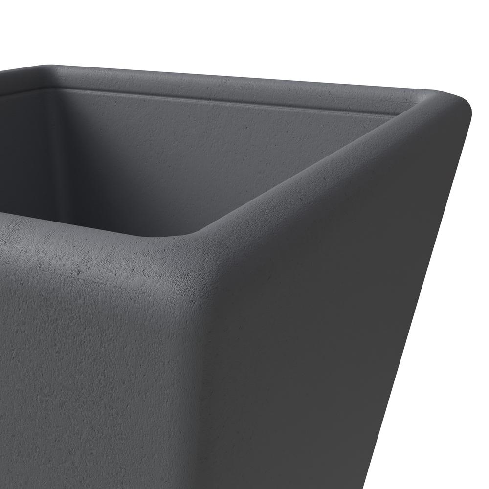 Blossom Series Poly Stone Planter in Dark Grey 14 Dia, 13.4 High