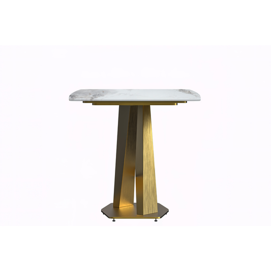 Modern Dining Table Gold Base, With 55" Medium Grey Sintered Stone Top