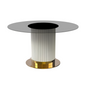 Jexis Series Round Dining Table White\Gold Base with 60 Round Clear Glass Top