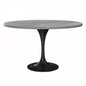 Verve 48" Round Dining Table, Black Base with Laminated White Marbleized Top