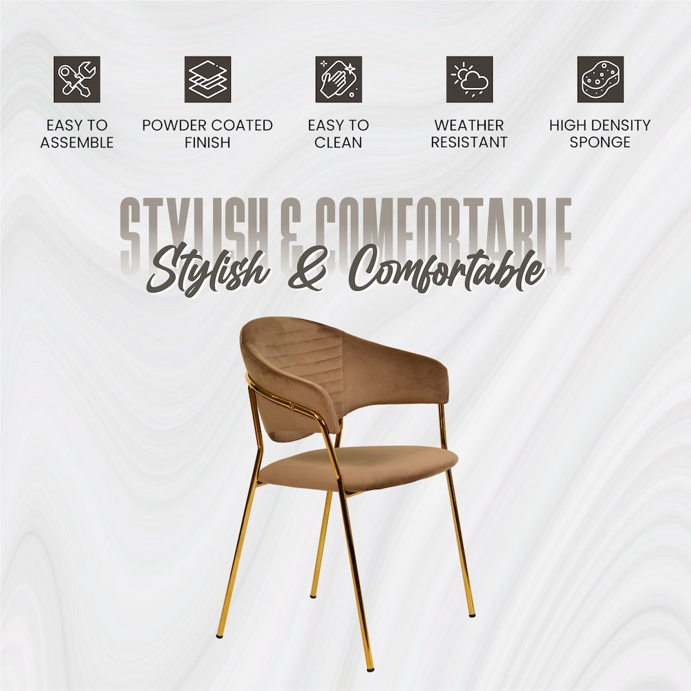 Bella Collection Modern Dining Chair in Brown Set of 4