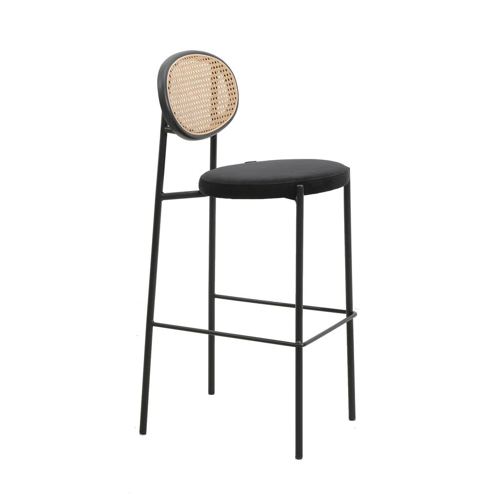 Euston Modern Wicker Bar Stool With Black Steel Frame