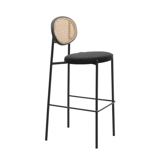 Euston Modern Wicker Bar Stool With Black Steel Frame