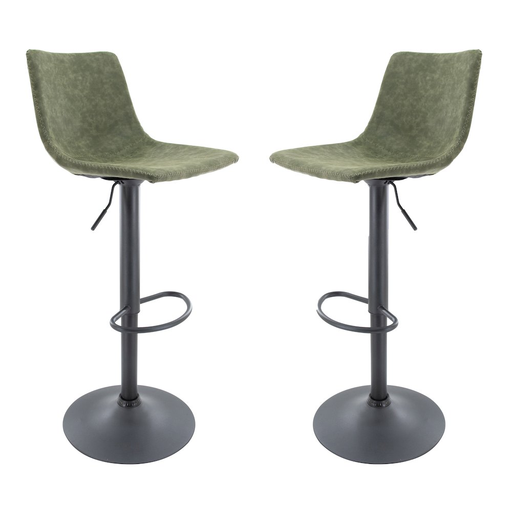 Tilbury Modern Adjustable Bar Stool in Olive Green