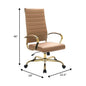 Benmar High-Back Leather Office Chair With Gold Frame