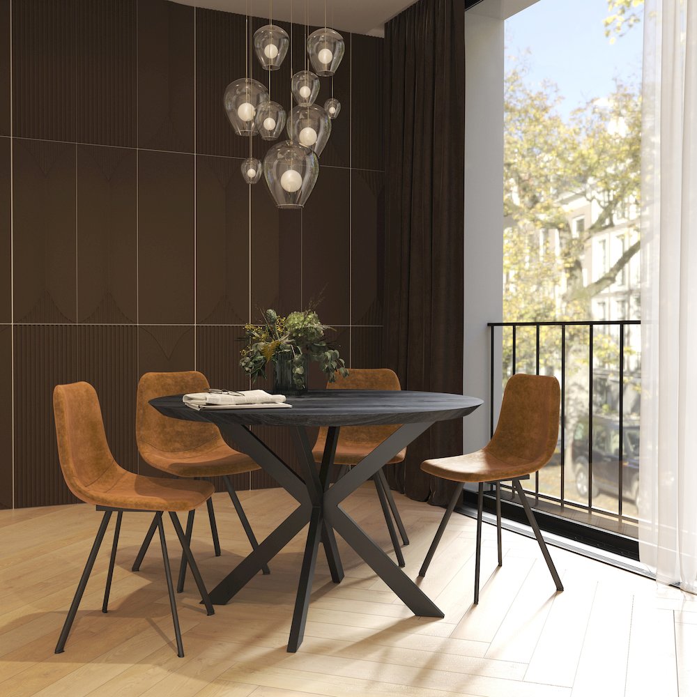 Markley Modern Leather Dining Chair With Metal Legs Set of 4