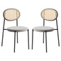 Euston Modern Wicker Dining Chair with Velvet Round Seat Set of 2