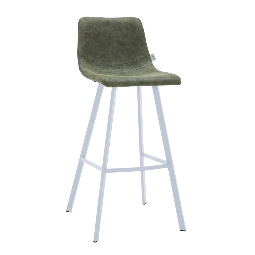 Elland - Bar stool - Olive Green- White Base