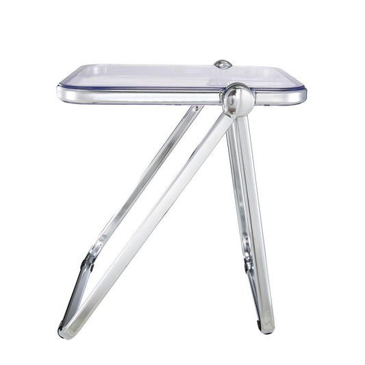Rectangular Folding Side Table in Chrome Finish with Plastic Tabletop