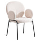 Celestial Series Boucle Dining Arm Chair, Black Frame with White Fabric Set of 2