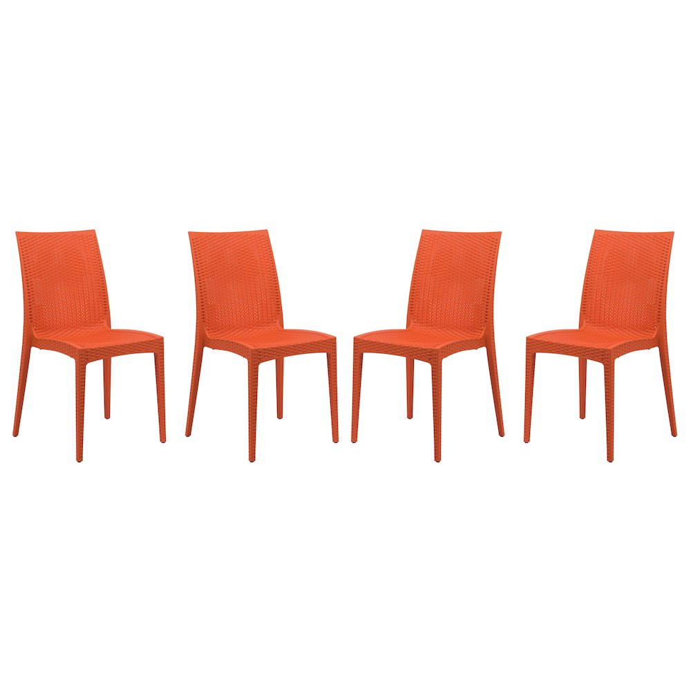 Weave Mace Indoor/Outdoor Dining Chair (Armless), Set of 4