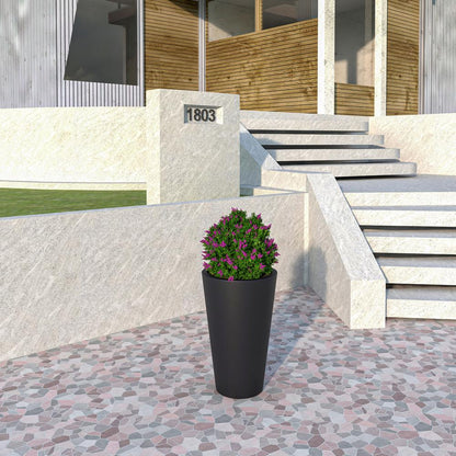 Pebble Series Poly Stone Planter 11.8" Dia 19.7" High in Black