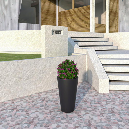 Pebble Series Poly Stone Planter 11.8" Dia 19.7" High in Black