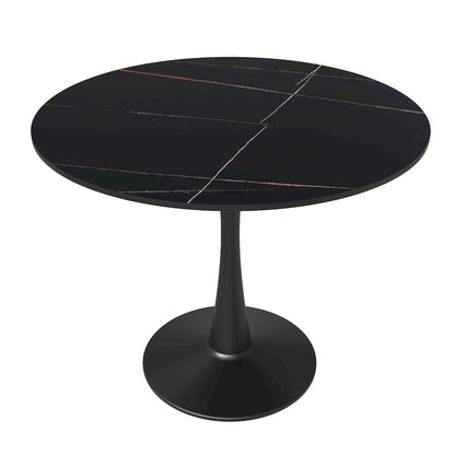 Bristol 35" round dining table Black base with Black Sintered stone Top