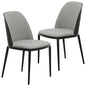 Tule Collection Dining Chair, Black Frame With Light Grey Leather - set of 2