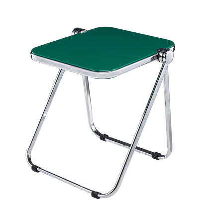 Rectangular Folding Side Table in Chrome Finish with Plastic Tabletop